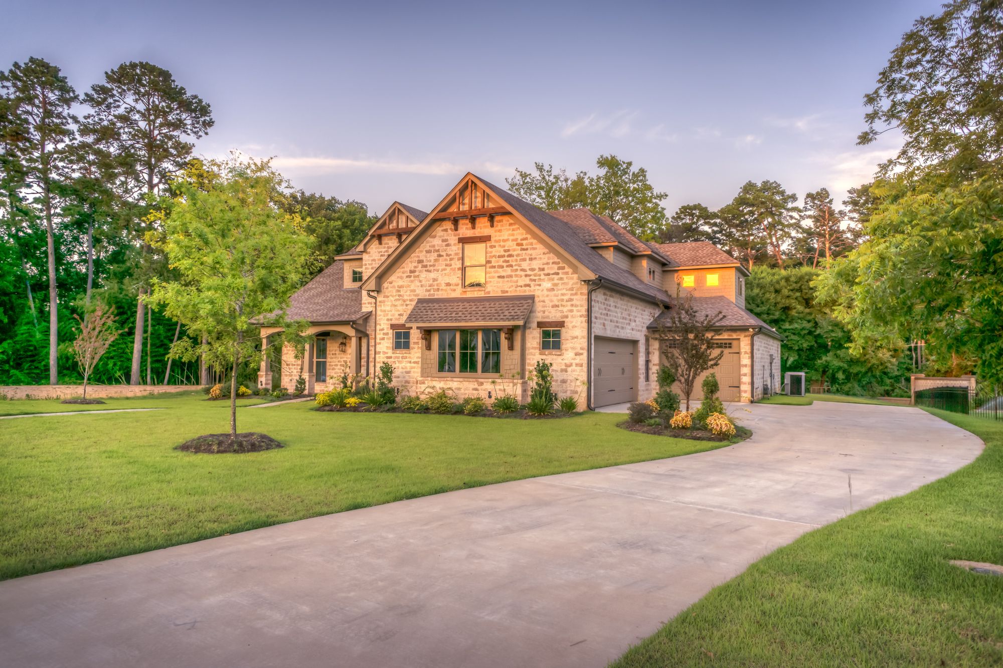 Stone retreat surrounded by mature woodland